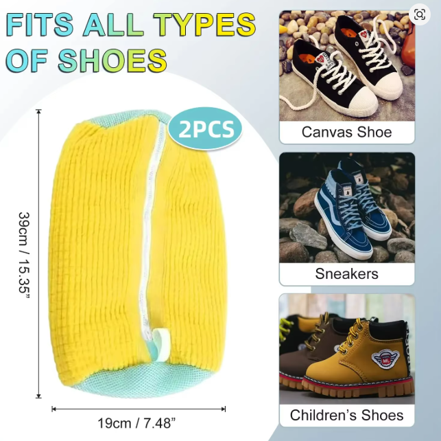 Effortless Shoe Laundry Bag with Rich Fluff Inside - Durable Zipped Washing Machine Protector for Trainers