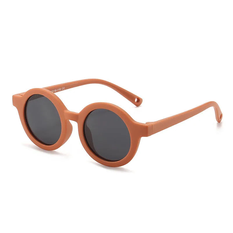 Children's silicone sunglasses for toddlers 0-3 years with round frame and UV400 protection
