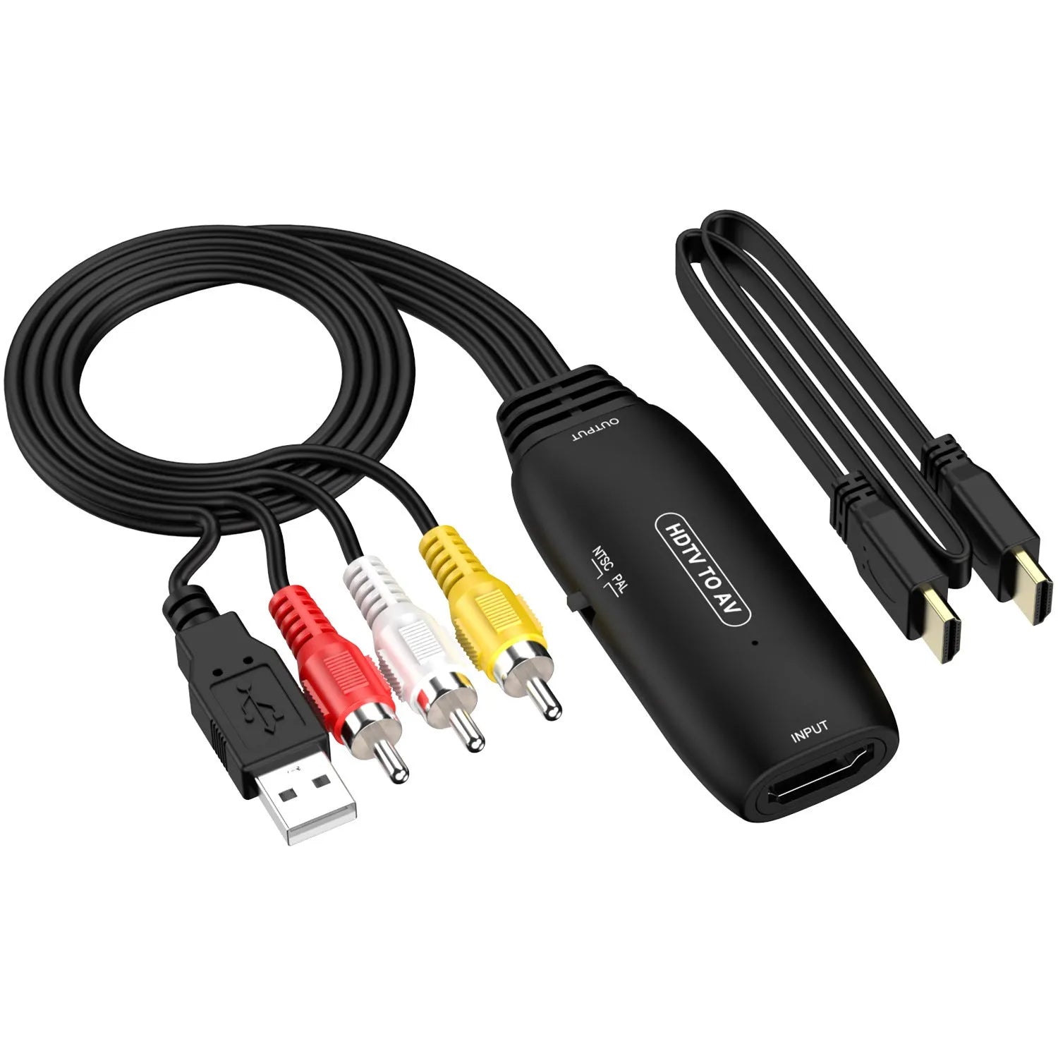 HDMI to AV converter adapter with 110cm cable for monitor and projector connection