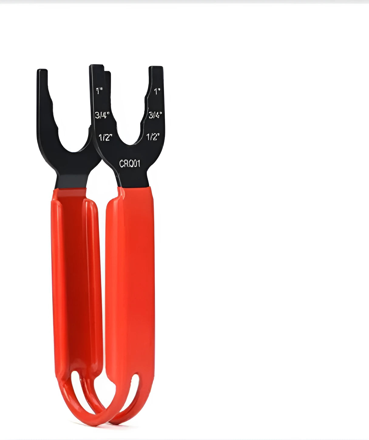 Orange coloured cast steel adjustable pipe wrench with knurled adjusting nut.