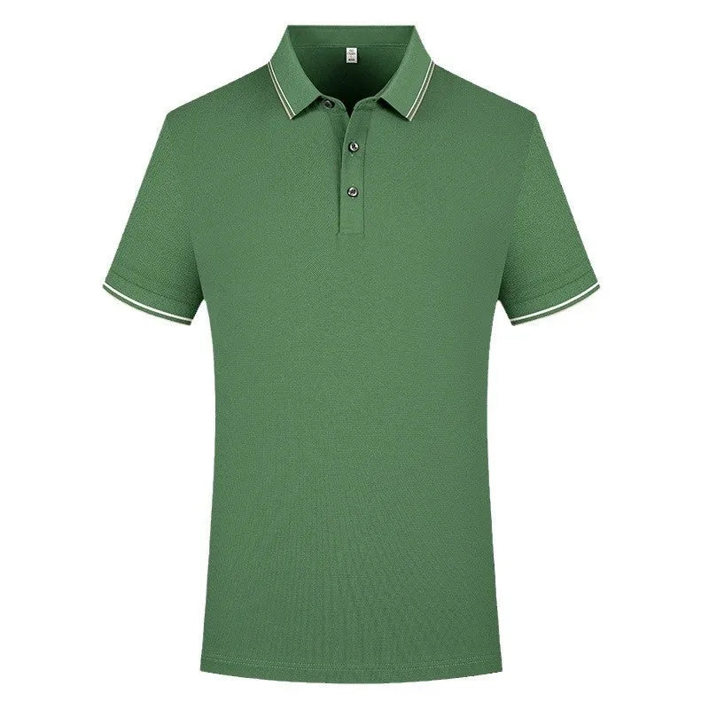 Polo shirt lapel short sleeve in pearl cotton, regular fit, available in multiple colours including white and black
