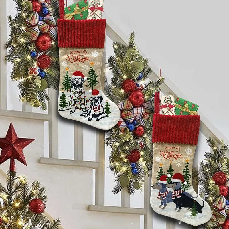 Cloth Christmas tree pendant for pets measuring 46x28cm in pastoral or American style