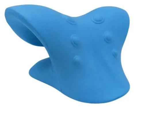 Pink and blue swan-shaped manual neck massager with six wheels and a white crystal jade scraping board.