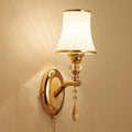 European style wall lamp with glass lampshade, available in single or double head configurations for bedroom or sitting room
