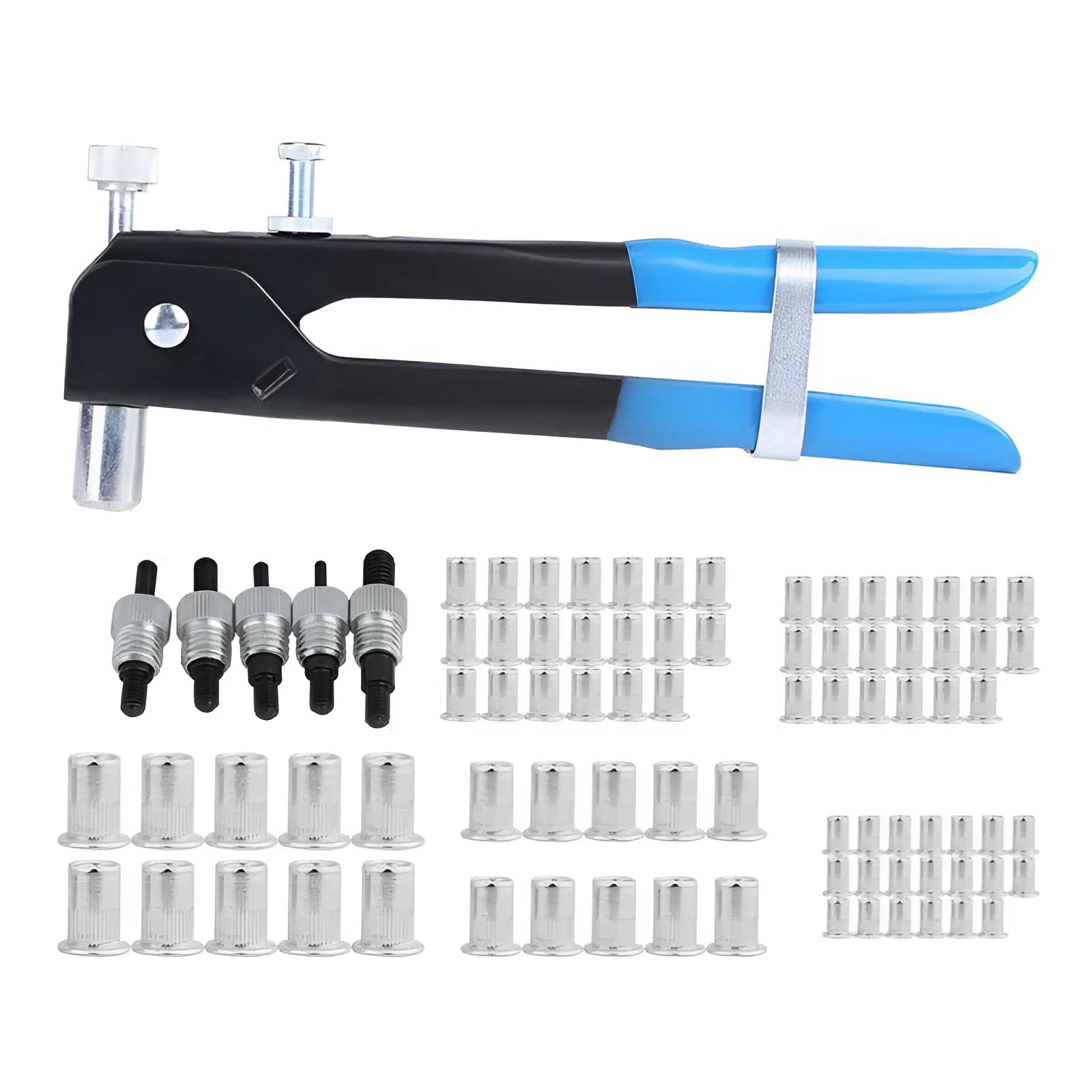 Alloy steel manual riveter nut tool set for installing threaded rivet nuts
