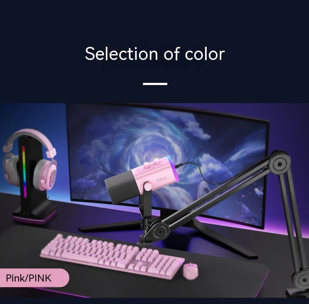 Dynamic noise reduction multifunctional microphone in black, pink or white with optional black or white BM63 bracket