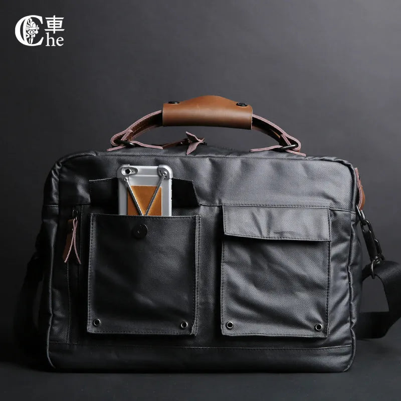 Dpark black laptop bag with single shoulder strap showing 14 inch laptop compartment