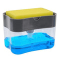A compact plastic kitchen soap dispenser in a choice of black, grey, pink, or silver colours.