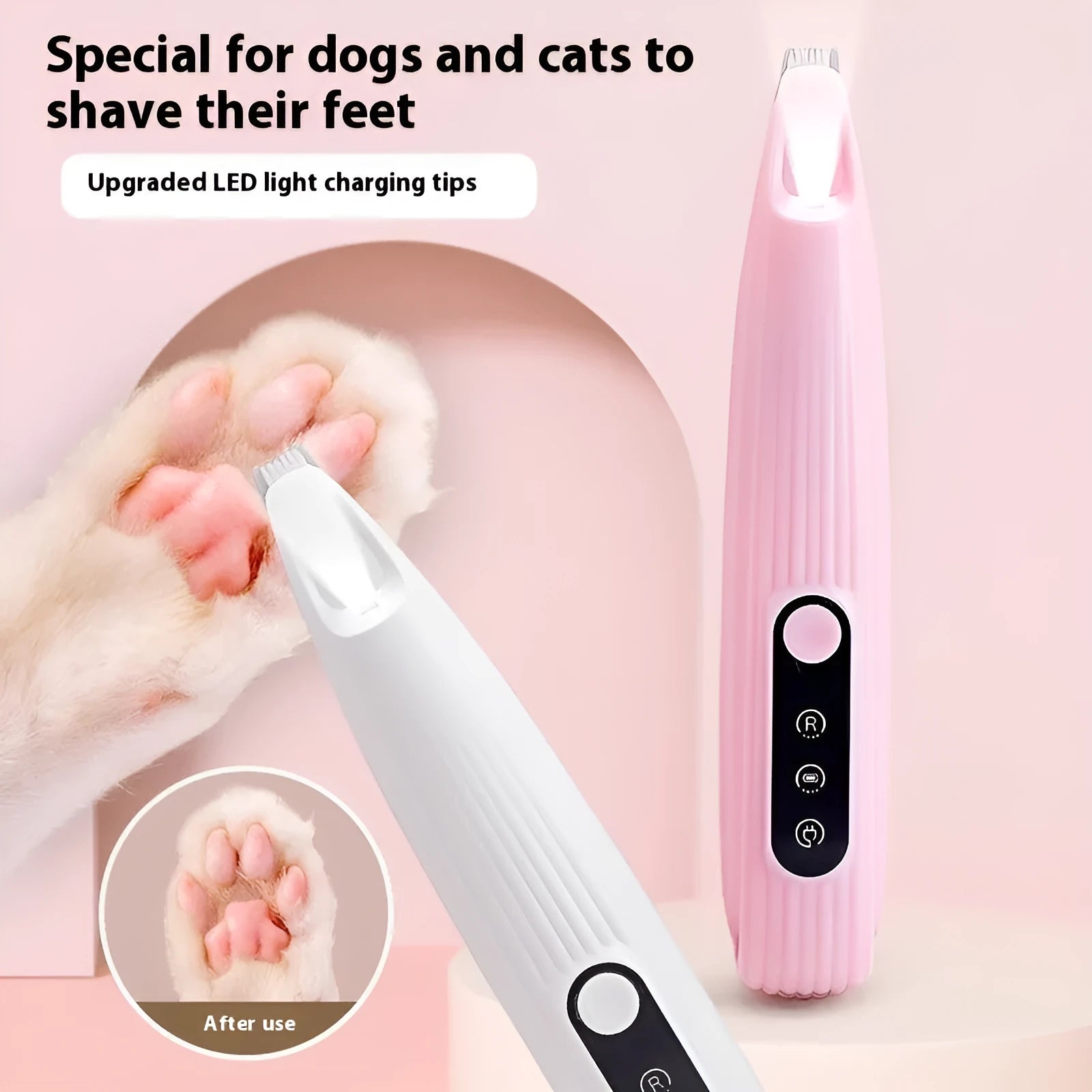 Electric pet nail grinding machine in pink, low-noise rechargeable 5W