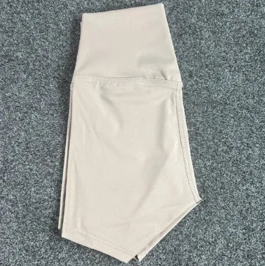 Ladies high-waisted yoga shorts in nylon fabric for running and cycling, shown in electric blue.