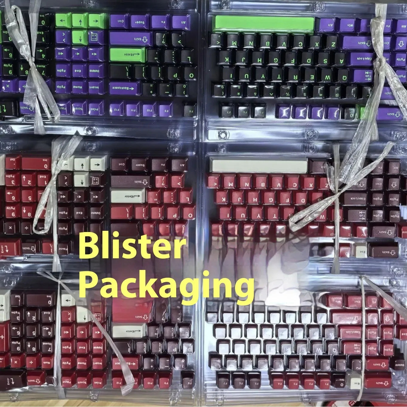 126 piece two-colour engraved plastic key cap set in black and purple for mechanical keyboards
