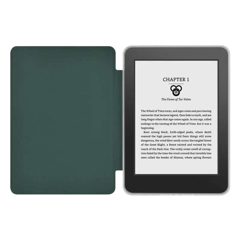 Magnetic acrylic leather cover for Kindle Paperwhite in dark night green flip case