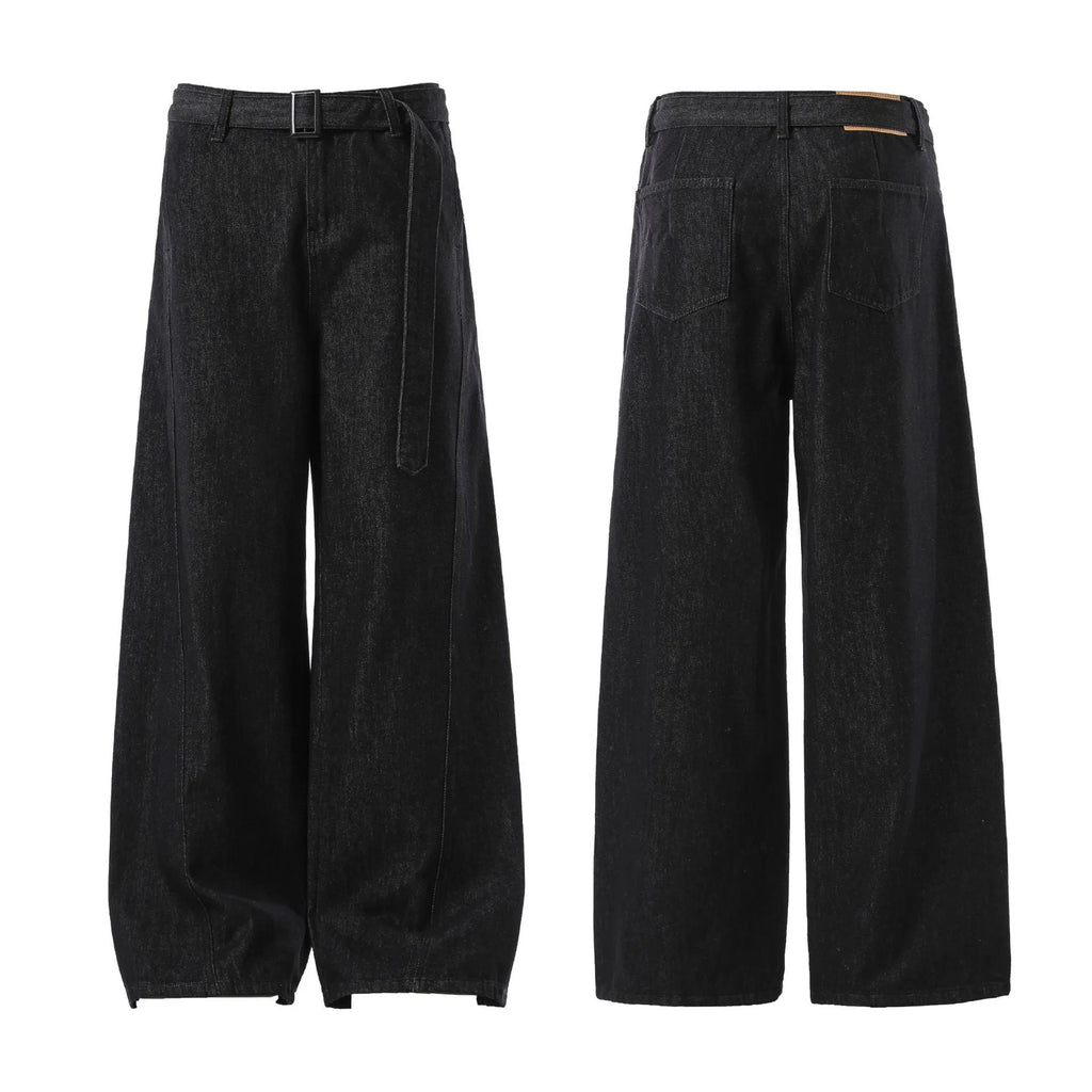 Black gold high waist straight-leg women's jeans with zip fly in American retro style