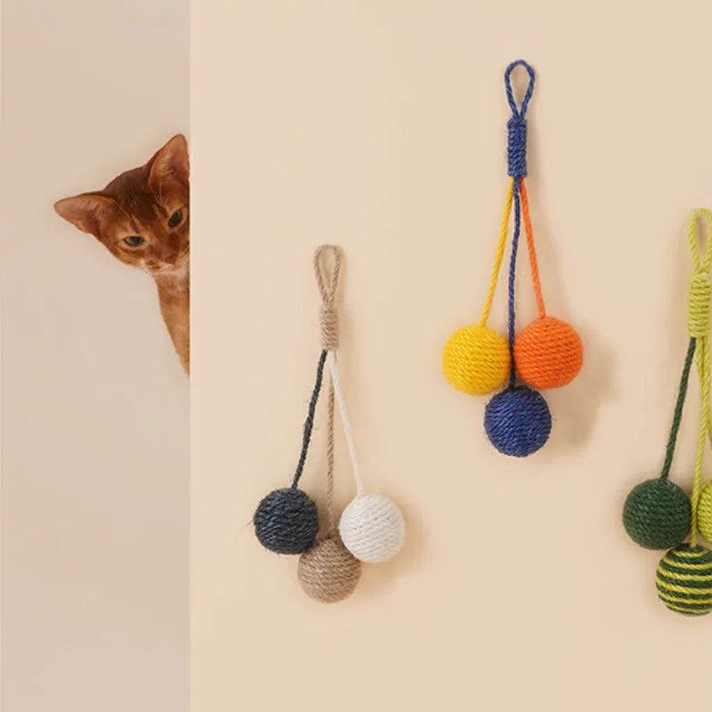 Cat teaser toy stick set with bite-resistant catnip ball measuring 255mm with blue, green, red yellow blue colour options