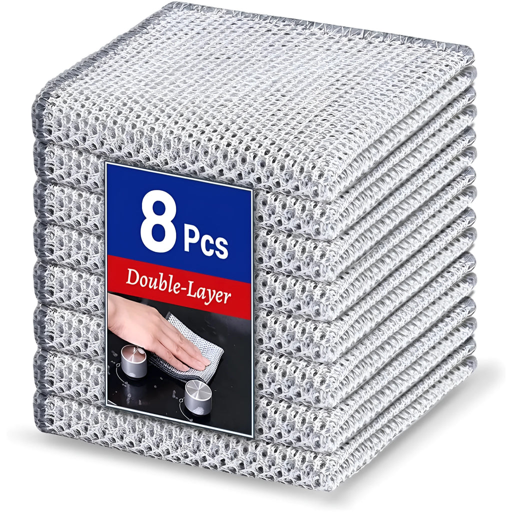 Silver silk microfibre kitchen scourer for pots and bowls