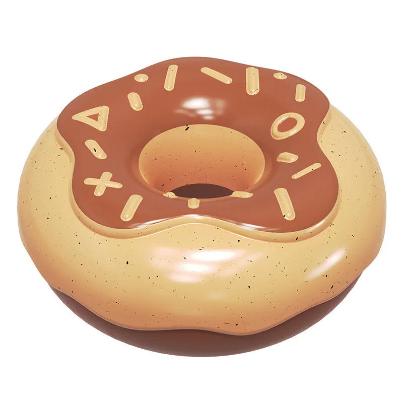 TPR donut-shaped dog chew toy in pink, chocolate or yellow with molar teeth cleaning sound squeaker