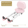 Steel frame leg stretching equipment with optional backrest in pink or blue colour for gymnastics and dance flexibility training