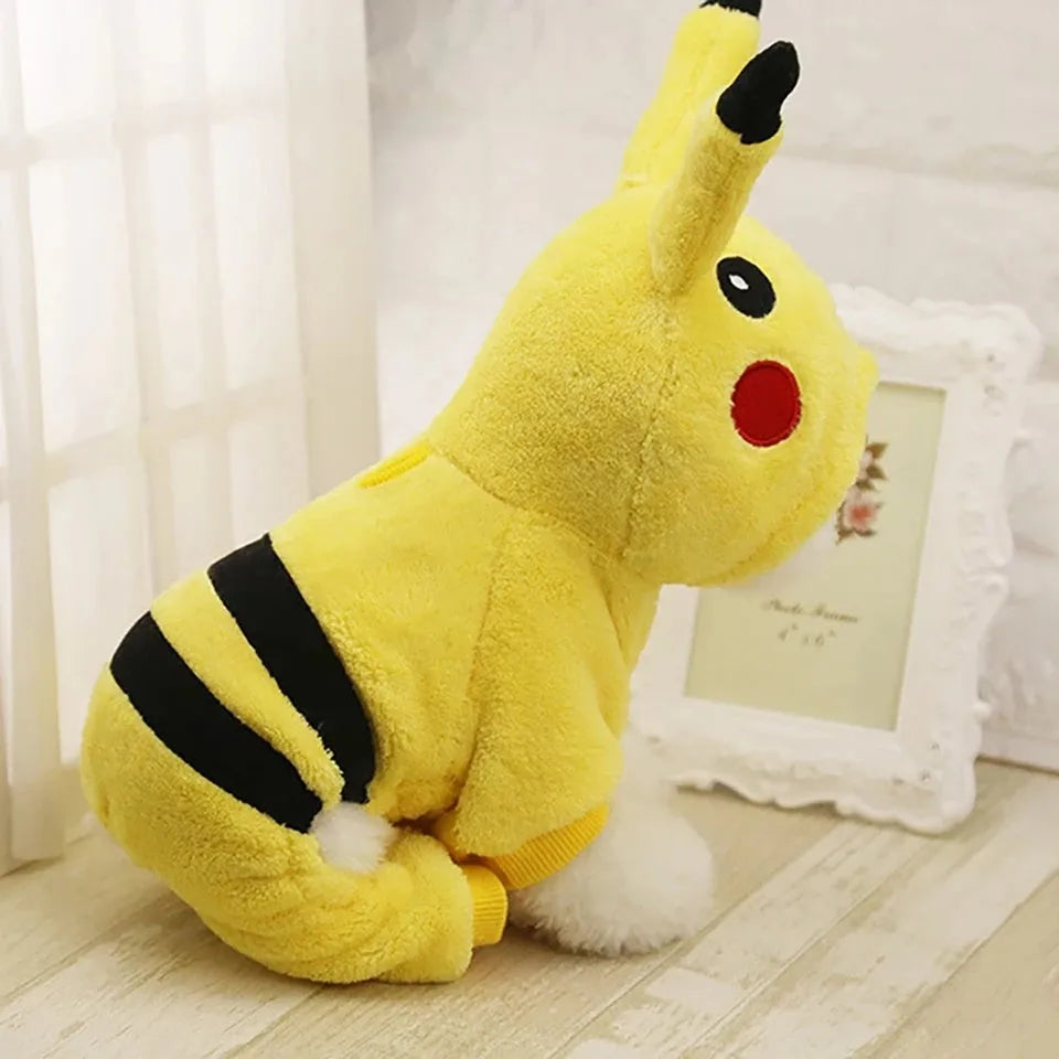 Fleece hoodie coat for dog or cat in cartoon costume style for autumn winter wear