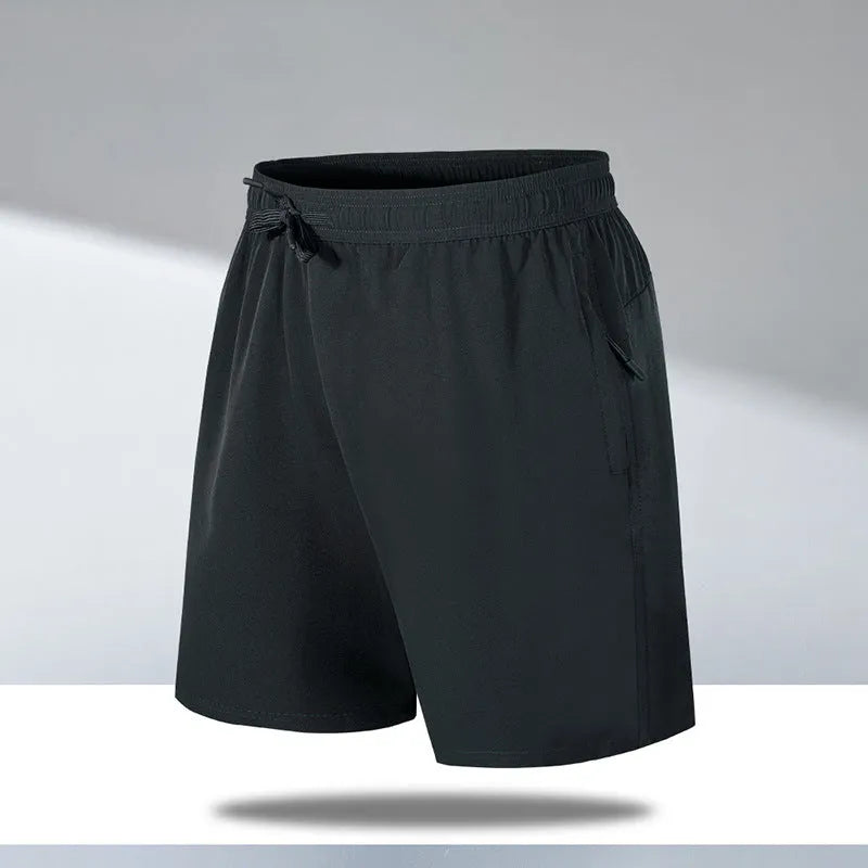 Men's loose fit quick-drying beach shorts in polyester ice silk fabric available in multiple colours