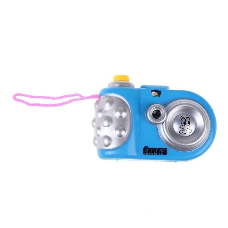 Children's plastic projection camera toy showing animal images including dinosaurs and dolphins