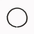 Unisex agate bracelet with obsidian, blue san, and black agate 4mm geometric beads and electroplated elements