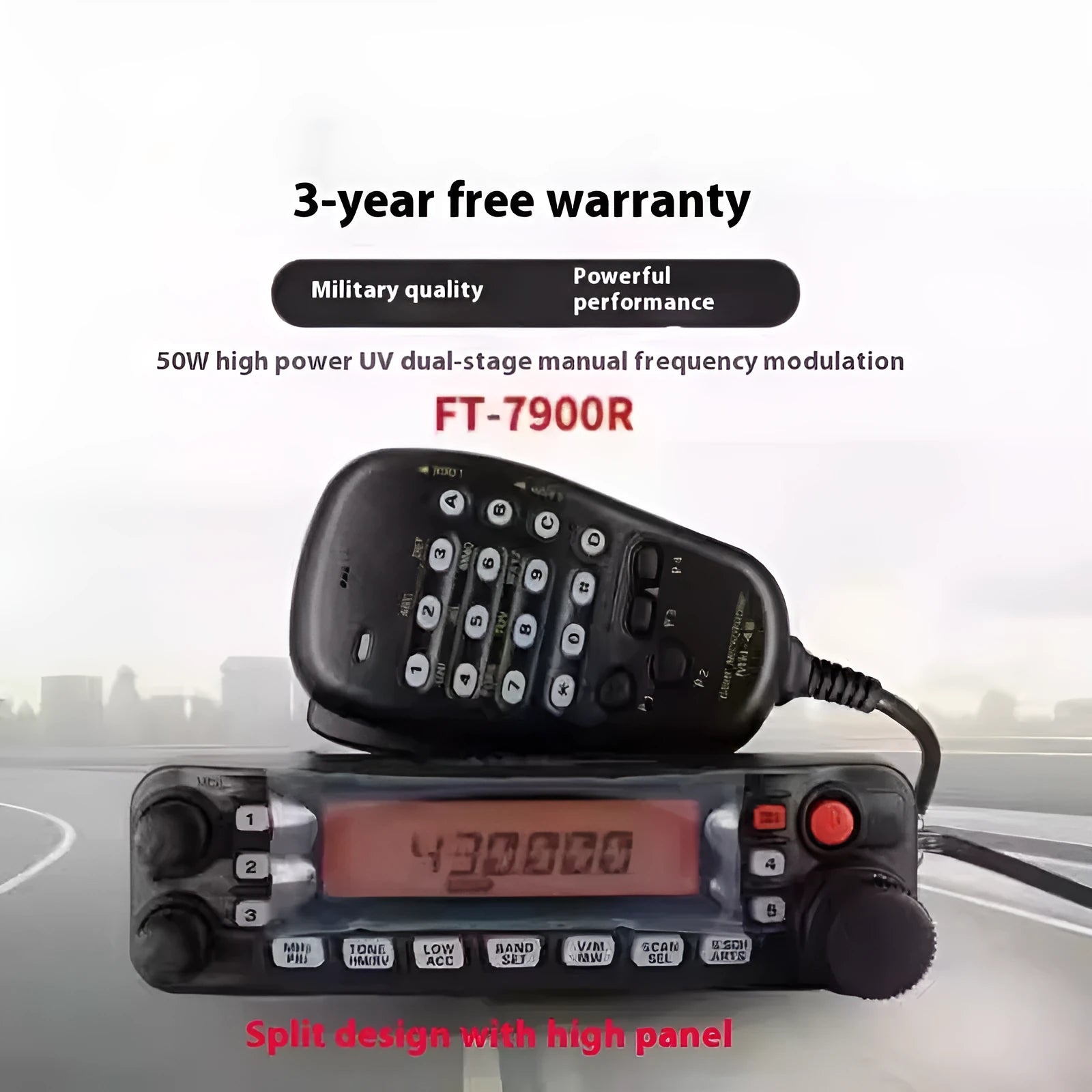 Car interphone walkie-talkie with mounting clamp for vehicle communication during self-driving tours
