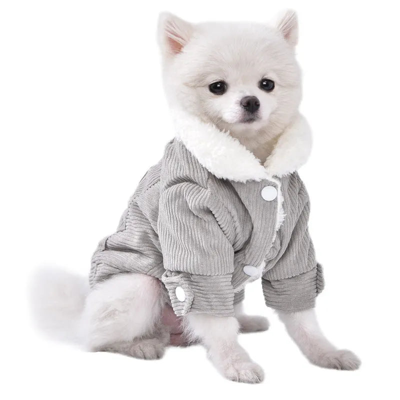 Lambswool dog vest with fleece lining in grey and pink colours for autumn and winter warmth