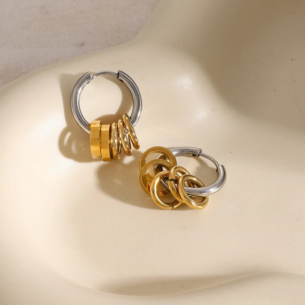 Stainless steel electroplated earrings in ins style with colour-matched design
