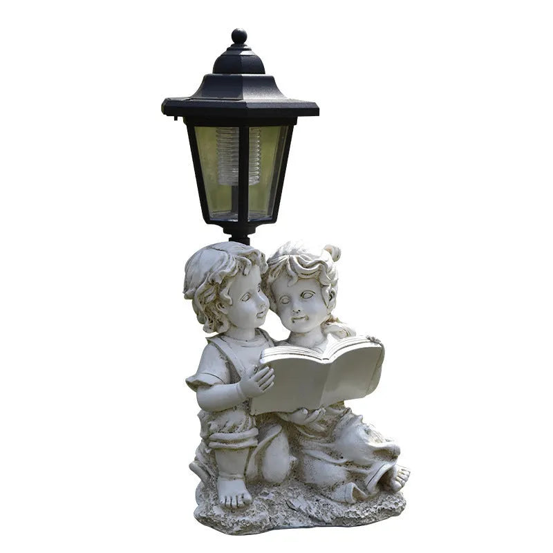 Hexagonal solar garden lamp in synthetic resin with American country style design