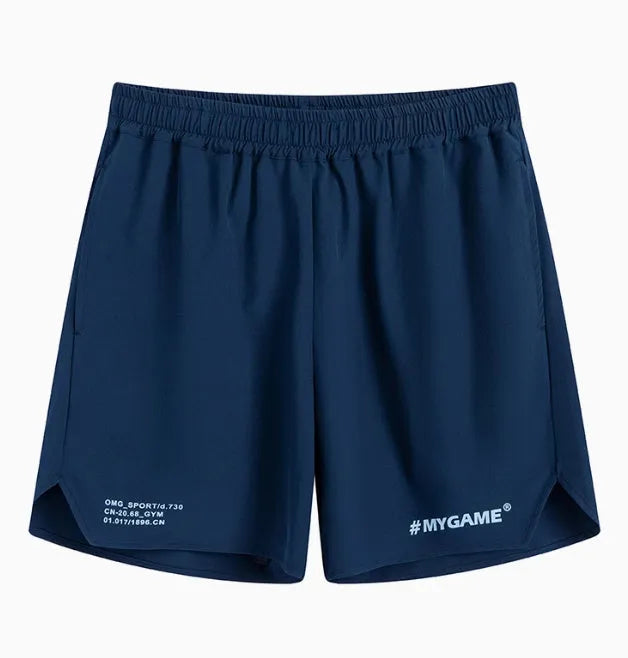 Men's four-point training fitness shorts in Balanced Gray, quick-dry polyester spandex fabric