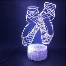 Ballet shoe 3D LED night light with remote control showing multiple colour options