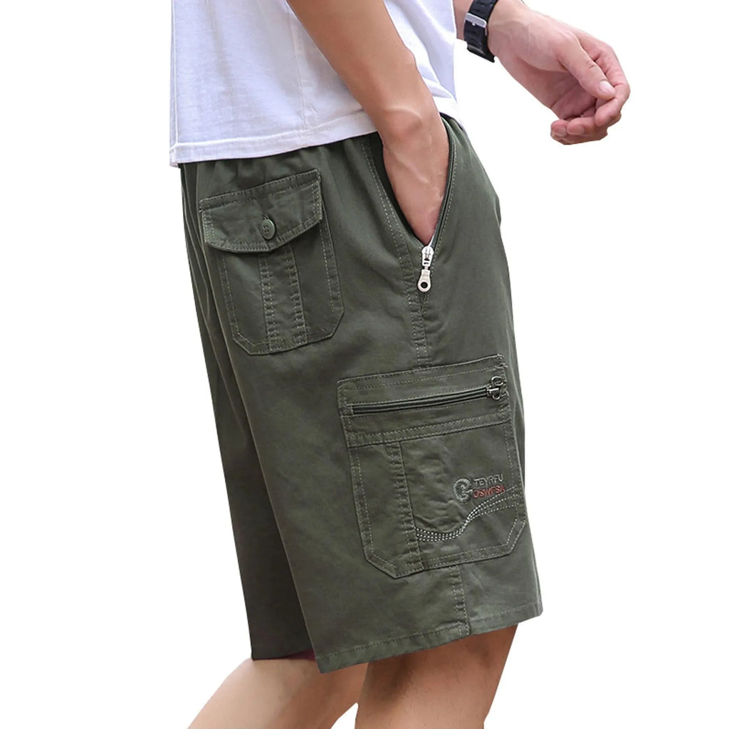 Men's loose straight-leg summer trousers in cotton blend available in multiple colours and extended sizes