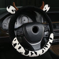 Short plush steering wheel cover in black colour showing comfortable grip surface