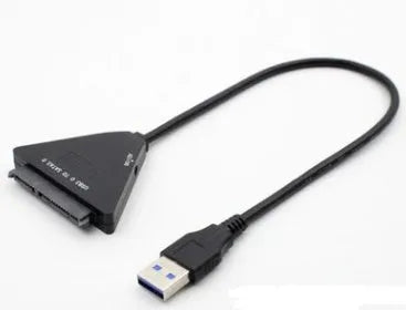 Black USB 3.0 to SATA 7+15 pin adapter cable with independent power supply line for hard drives