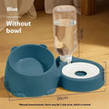 Double bowl automatic pet drinking basin in stainless steel and ceramic on a floor.