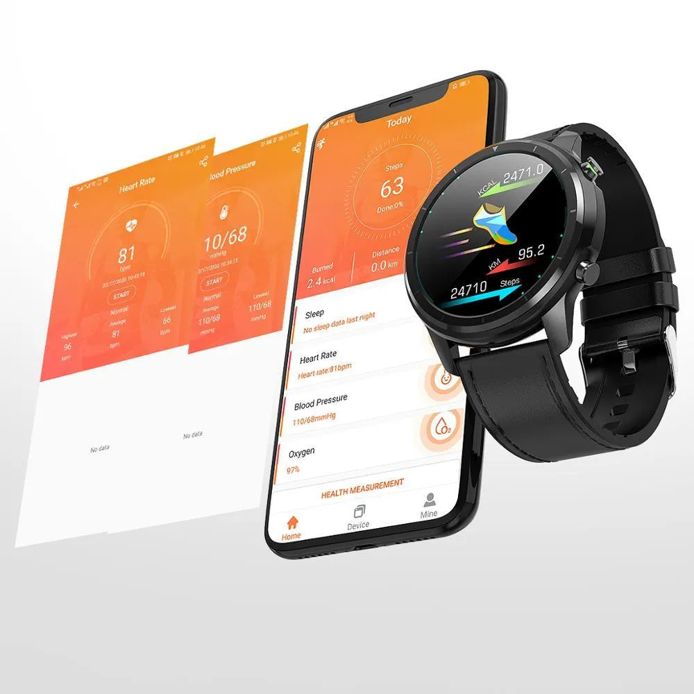 LEMFO LF26 smart bracelet with 1.3 inch colour touch screen showing activity tracking display