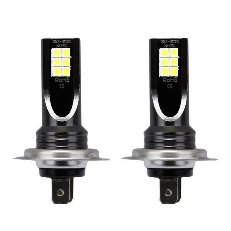 Single H7 110W LED fog light bulb with 12 SMD LEDs and aluminium housing on a white background.