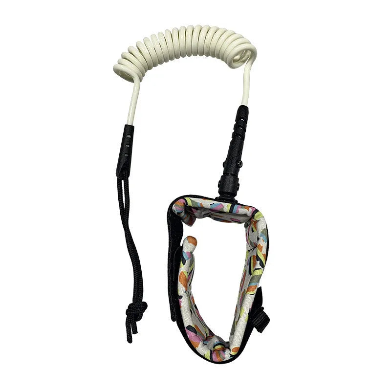 A high elastic pulp rope for holding and carrying a surfboard, shown in a random colour.
