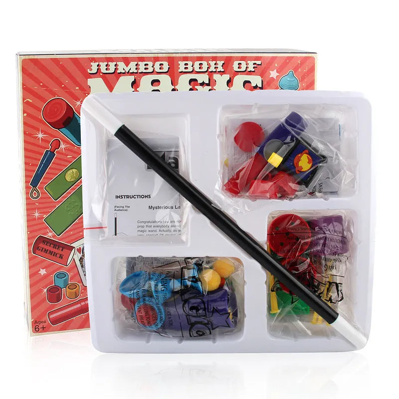 Purple and red plastic magic wand toy set for children aged 3-7 in cardboard packaging.