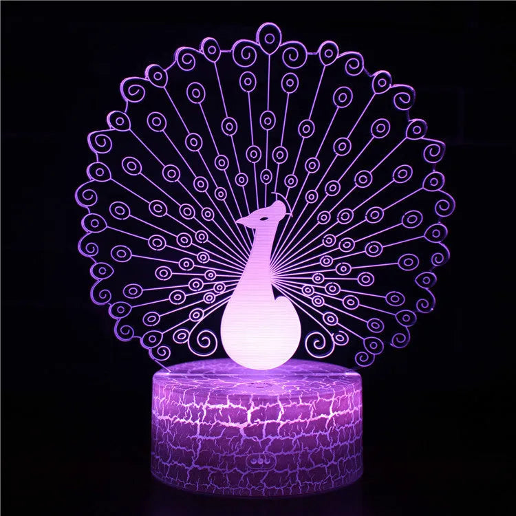 Colourful USB touch table lamp with crack-effect acrylic base and soft glowing acrylic light panel