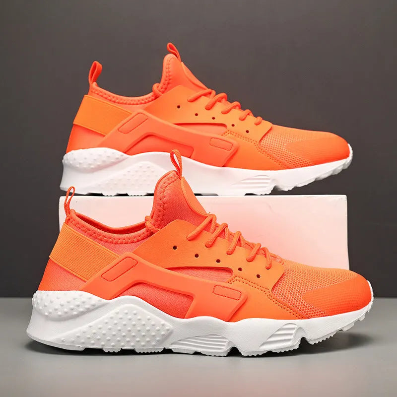 Men's mesh casual low-top shoes with lace-up front and MD sole in fluorescent colours
