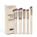 MAANGE 5 piece apricot angled makeup brush set with synthetic bristles for powder and blush
