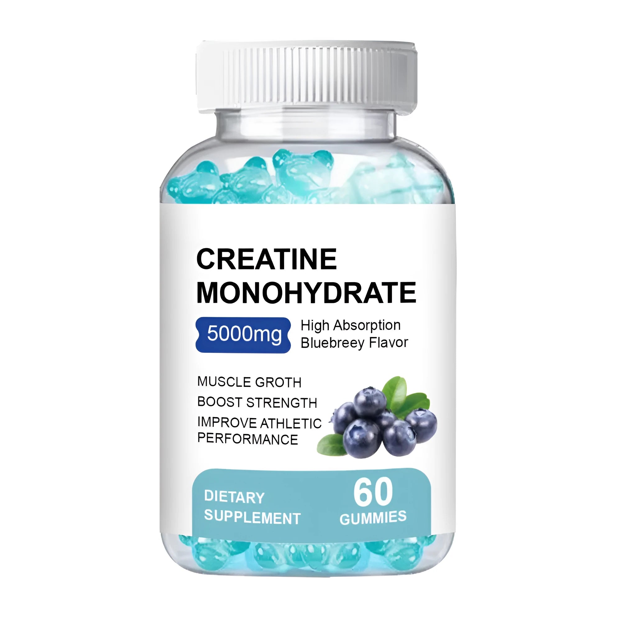 Creatine monohydrate supplement gummies in a pack containing 60 pieces requiring cold storage