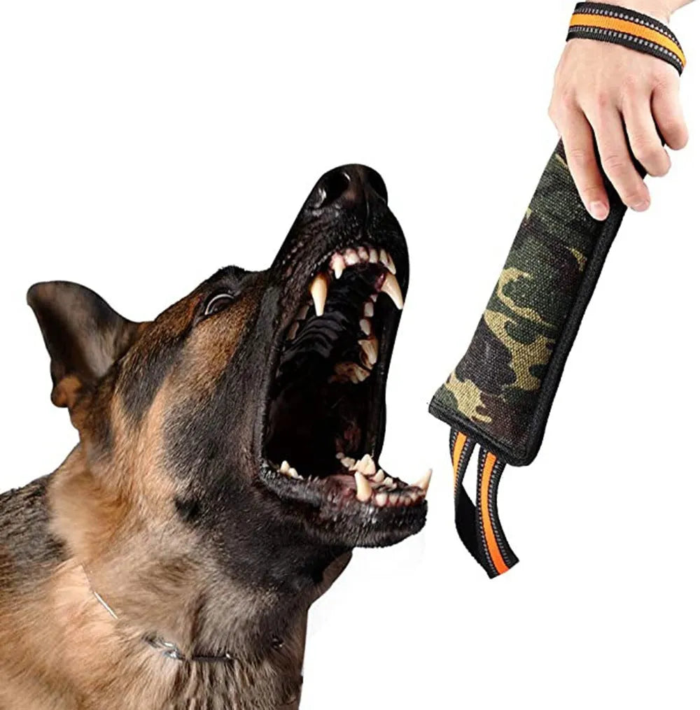 55cm long reflective yellow edge jute dog bite stick training toy