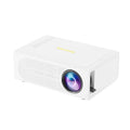 Portable mini projector in black or white colour with wired smartphone connection for screen mirroring