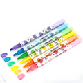 Set of six double-headed watercolour highlighter pens in pink, orange, yellow, green, blue, and purple.