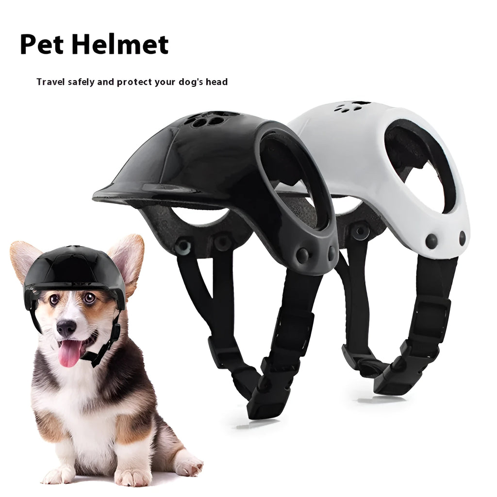 Plastic cycling helmet for small and medium sized dogs in three colour options