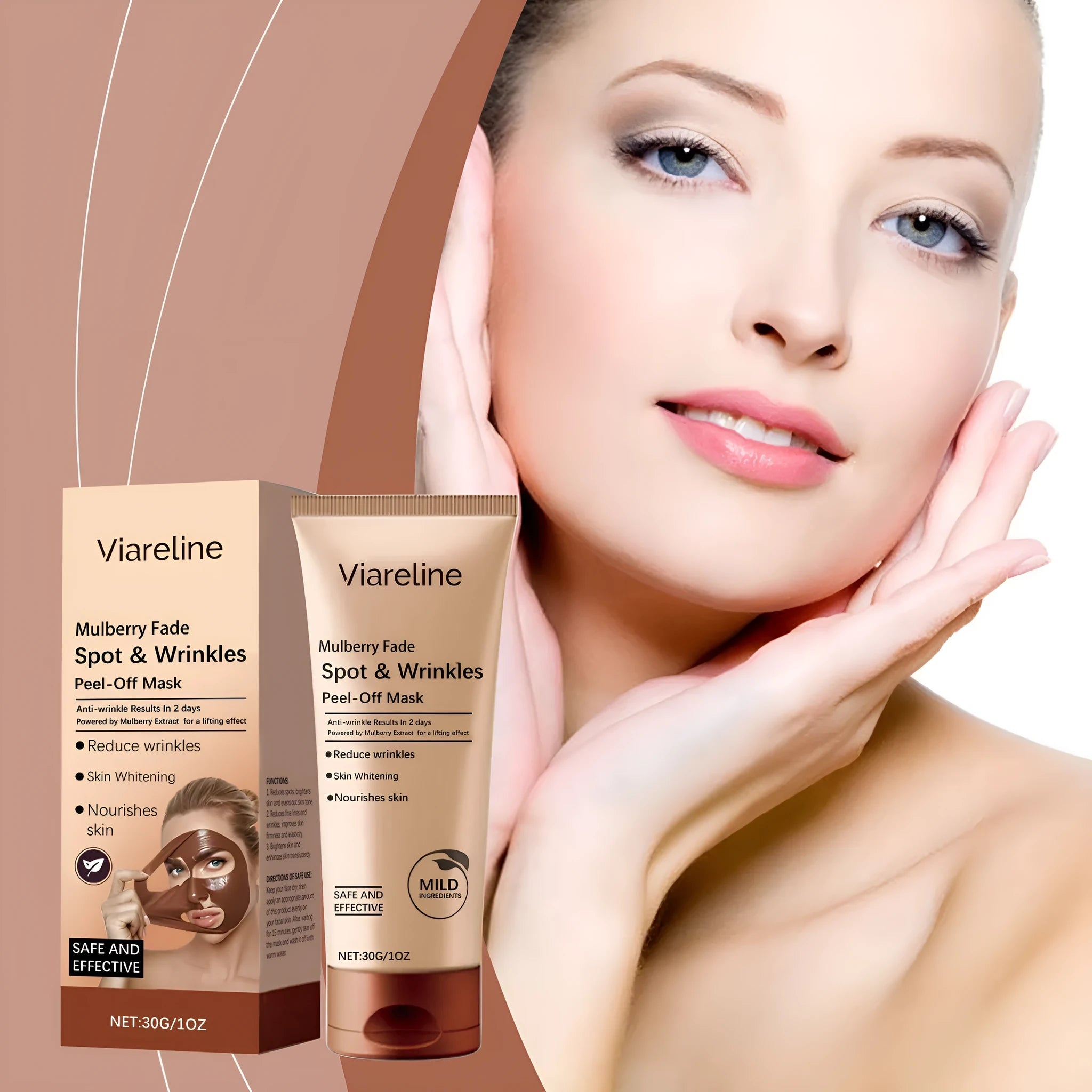Single sachet of 30g fading wrinkle compact and delicate skin care facial mask
