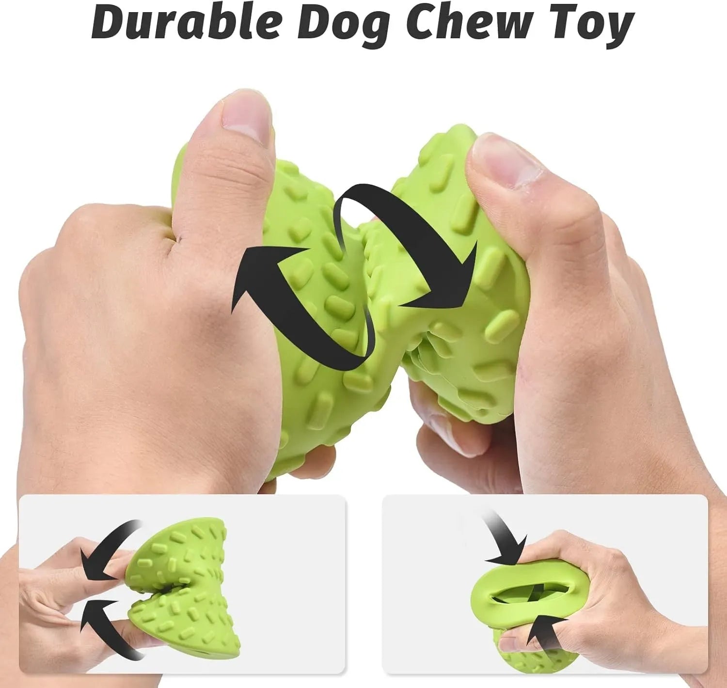 Blue interactive dog bone treat dispensing toy made from natural rubber for aggressive chewers