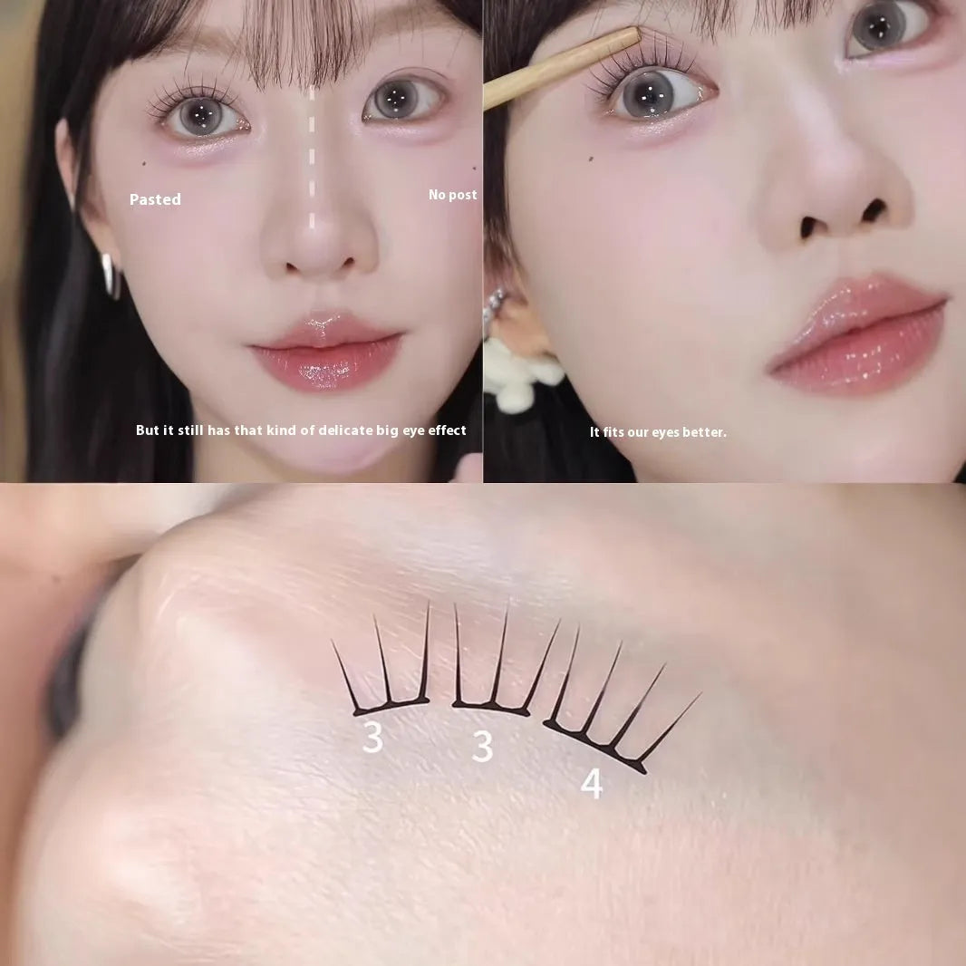 Reusable artificial fibre false eyelash clusters in cluster packaging with optional tweezers